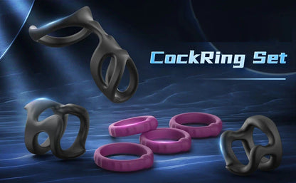 10pcs Cock Ring Set Masturbators For Men Erection Ejaculation Delay Enlargement Extender Penis Sex Toys For Couples Adult Goods