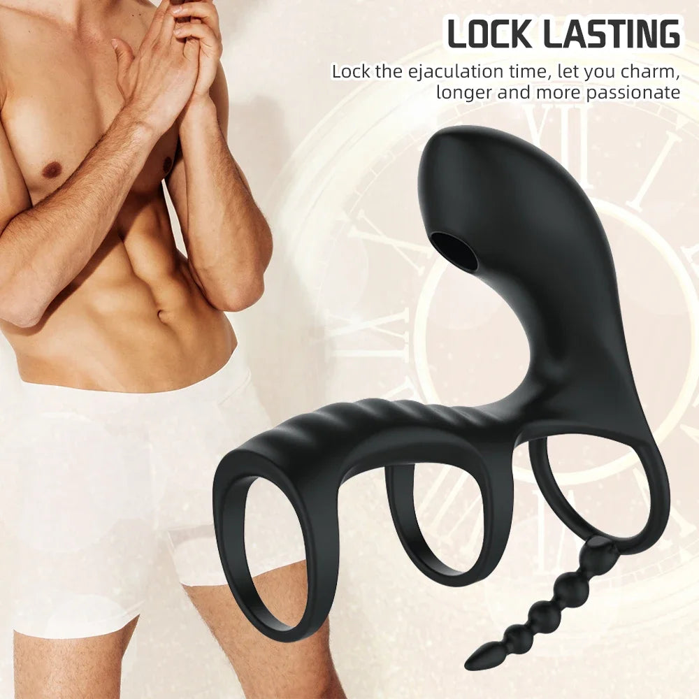 3 in 1 couple sucking vibrator with dual motor Cockring wireless cock ring adult sexy toys for men delay ejection penis