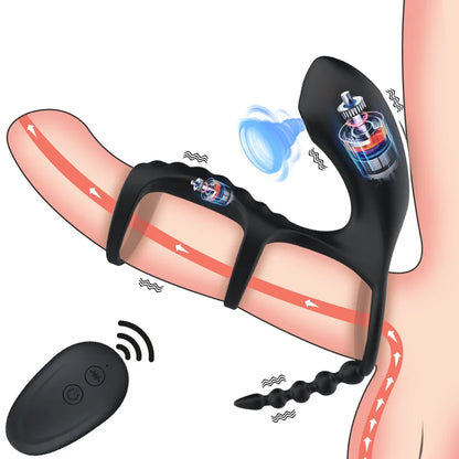 3 in 1 couple sucking vibrator with dual motor Cockring wireless cock ring adult sexy toys for men delay ejection penis