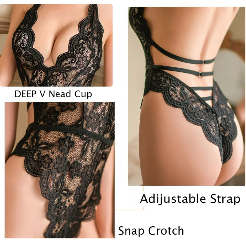 Sexy Outfit for Women Date Night Lace Bandage Bra Popular Crotchless Erotic Lingerie Valentine's Day Gift  Adult Underwear