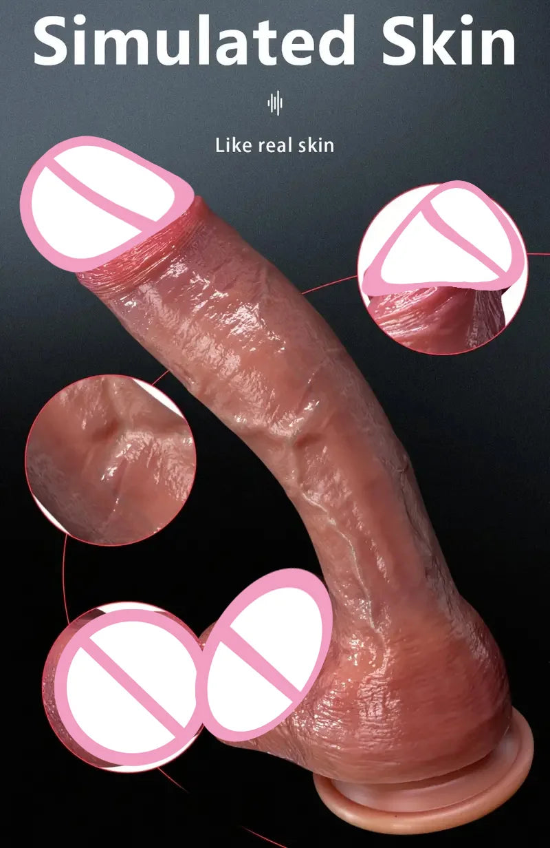 Weicher, realistischer menschlicher Penis, billiger Dildo, Hautgefühl, doppeltes Silikon, dickes Penispenetrations-Anal-Strapon-Dick, Sexspielzeug für Frauen und Männer, schwul 