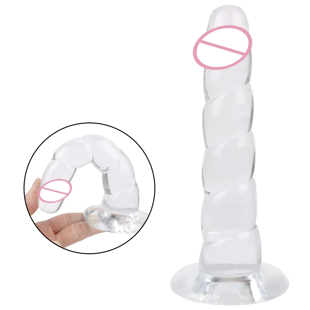 175mm Transparent Dildos for Women Vaginal G-spot Stimulator Anal Plug Artificial Penis Female Masturbator Suction Sex Toys 18