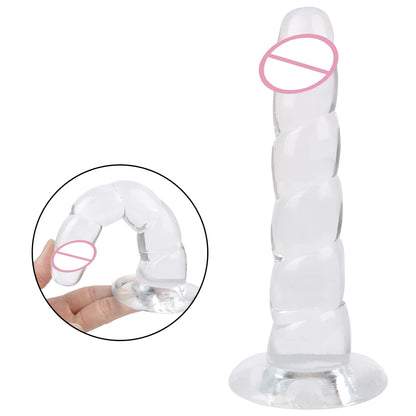 175mm Transparent Dildos for Women Vaginal G-spot Stimulator Anal Plug Artificial Penis Female Masturbator Suction Sex Toys 18