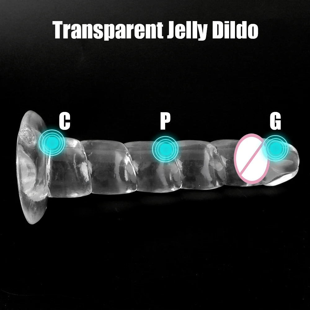 175mm Transparent Dildos for Women Vaginal G-spot Stimulator Anal Plug Artificial Penis Female Masturbator Suction Sex Toys 18