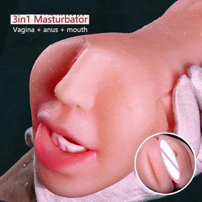 3 in 1Male Masturbator Adult Sex Toys Realistic Mouth Blowjob Oral Pussy Pocket Vagina Masturbate Cup Sexy Shop Adult Man 18+