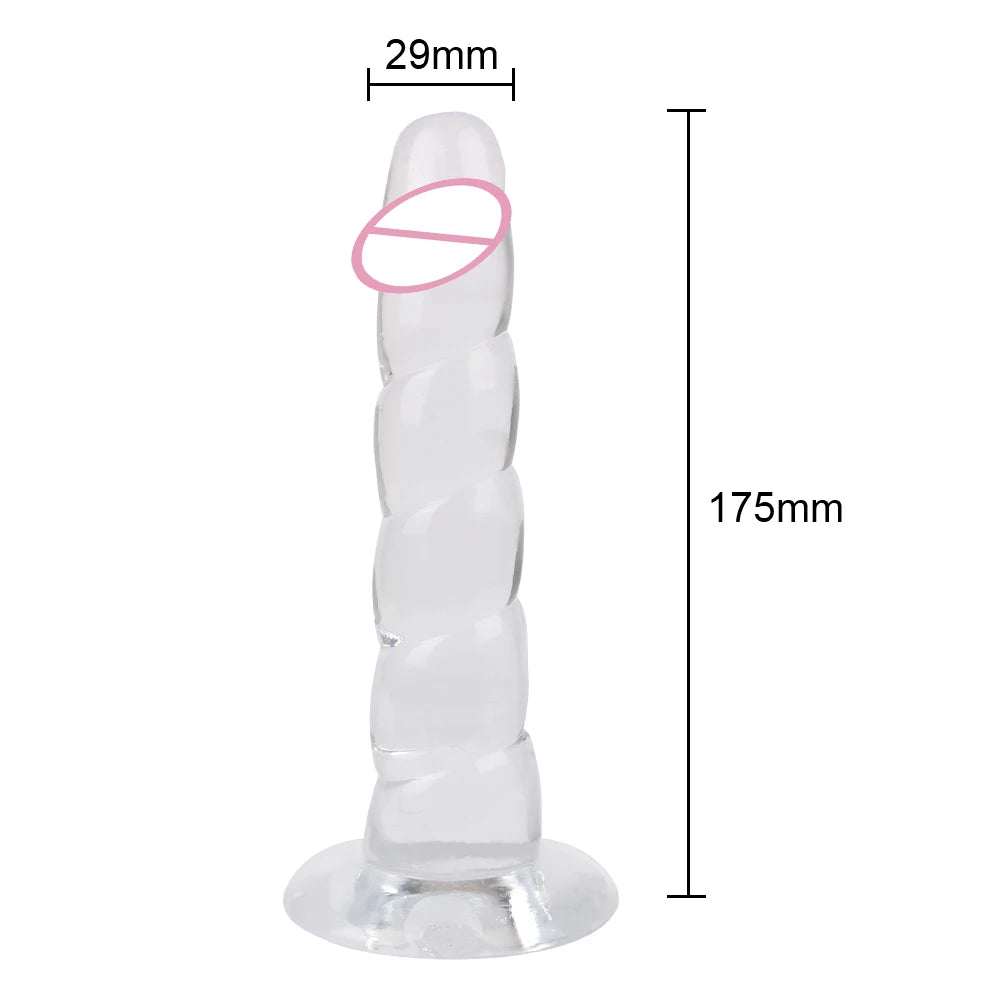 175mm Transparent Dildos for Women Vaginal G-spot Stimulator Anal Plug Artificial Penis Female Masturbator Suction Sex Toys 18