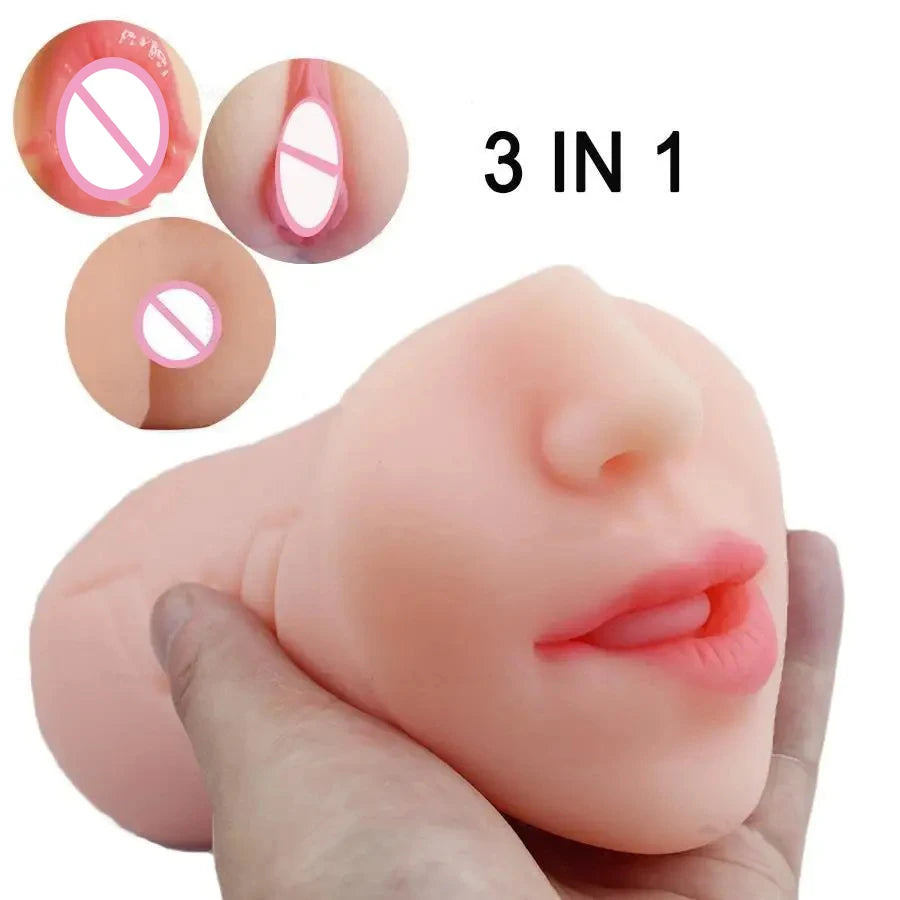 3 in 1Male Masturbator Adult Sex Toys Realistic Mouth Blowjob Oral Pussy Pocket Vagina Masturbate Cup Sexy Shop Adult Man 18+