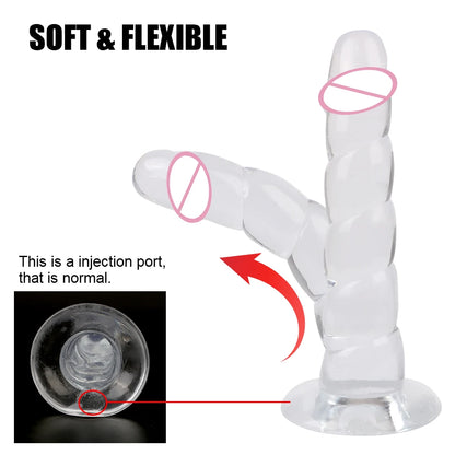 175mm Transparent Dildos for Women Vaginal G-spot Stimulator Anal Plug Artificial Penis Female Masturbator Suction Sex Toys 18