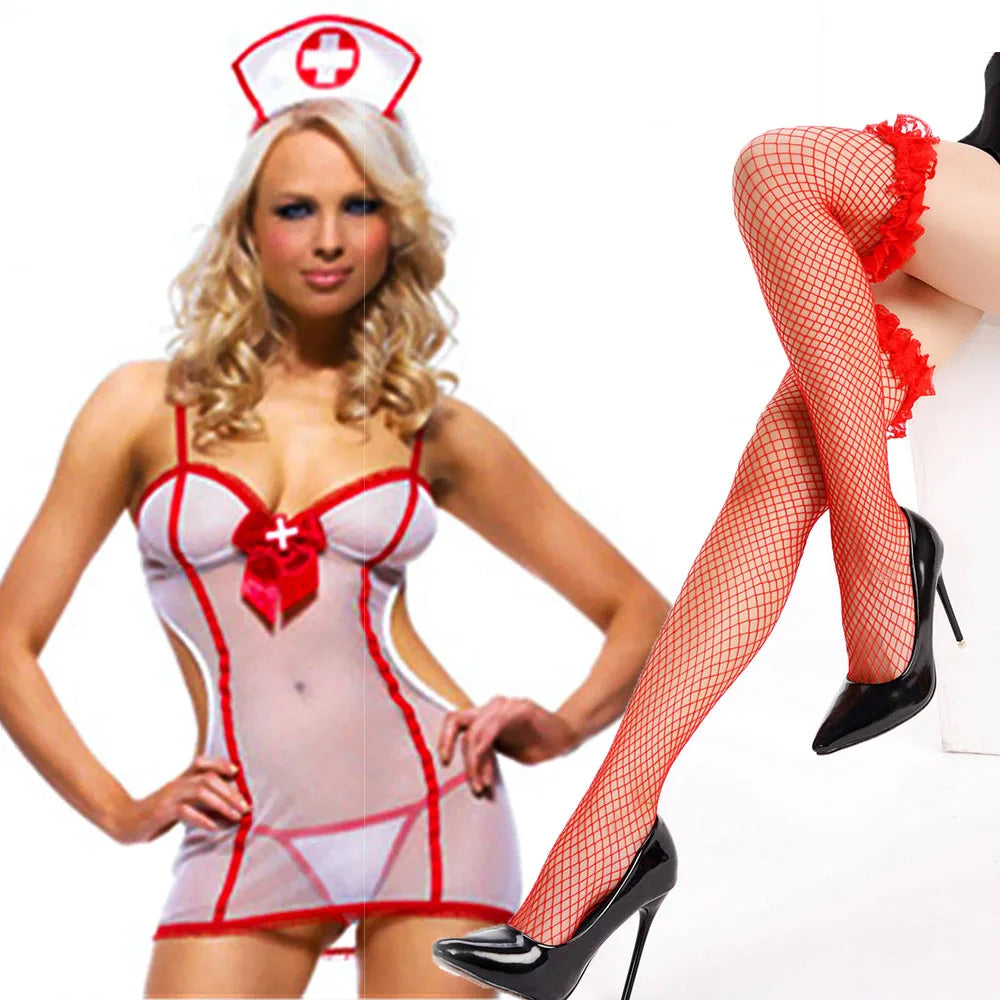 Sexy Cosplay Nurse Dress Suit set Lingerie Maid Apparel high Knee Stockings Women Underwear Intimates Exotic toys for Love games