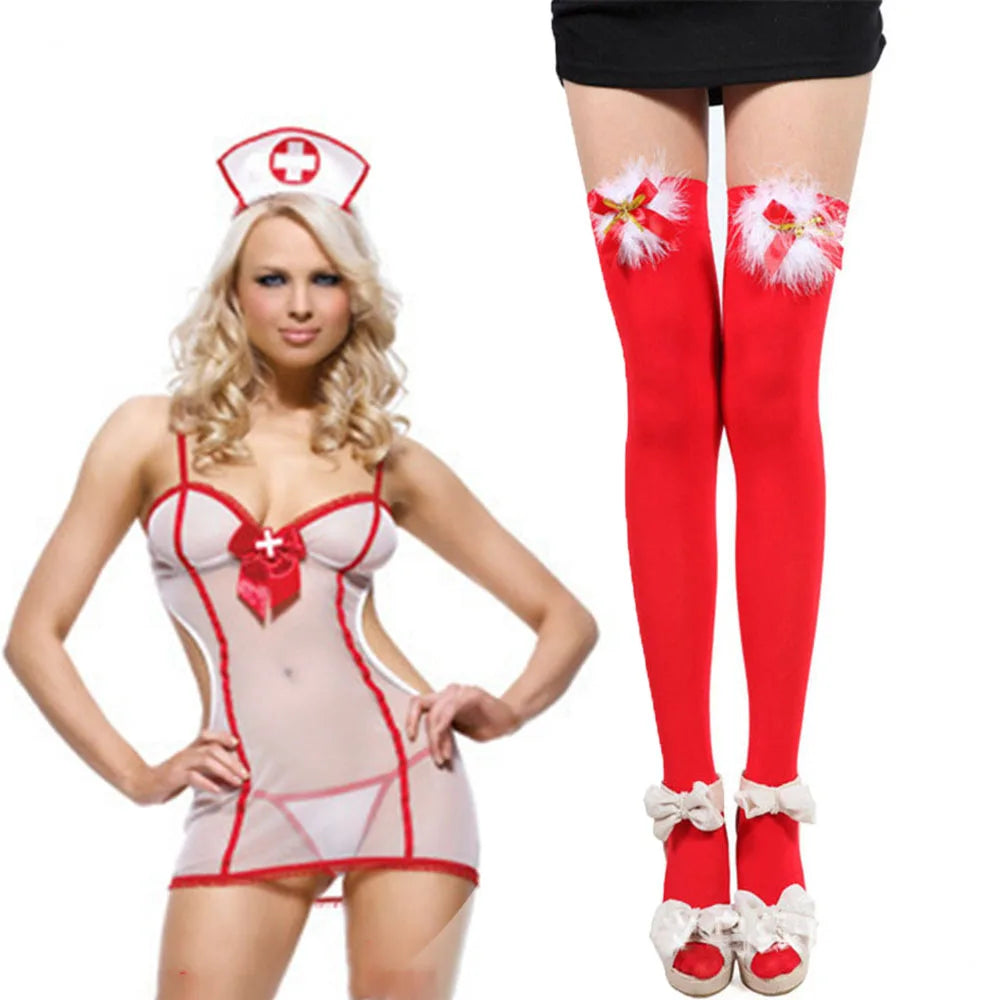 Sexy Cosplay Nurse Dress Suit set Lingerie Maid Apparel high Knee Stockings Women Underwear Intimates Exotic toys for Love games