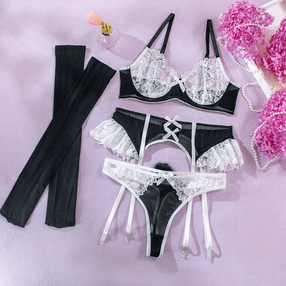 Sexy Lace Lingerie Set Women's Underwear Transparent Bra Panty Sets Lace Black Lingerie Bra Set Underwear Set