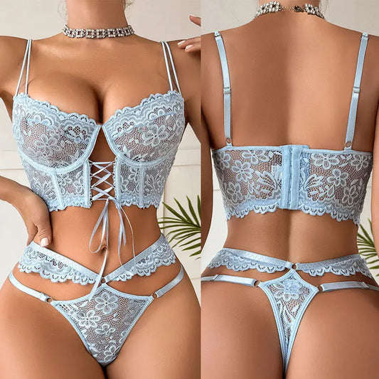 Sexy Large Size Lingerie Women Bra Set Girl Floral Lace Underwear Set Underwire Brassiere Push Up Outfit Delicate Bra Kit