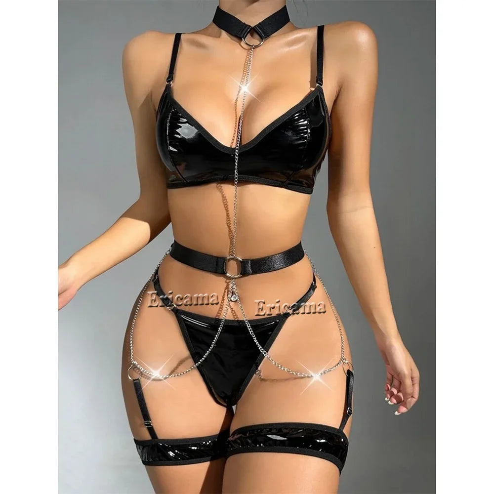 Sexy Transparent Latex Lingerie Set For Women Underwear Bras Sets Exotic Bra And Panty Lingerie Set Sexy Women's Underwear