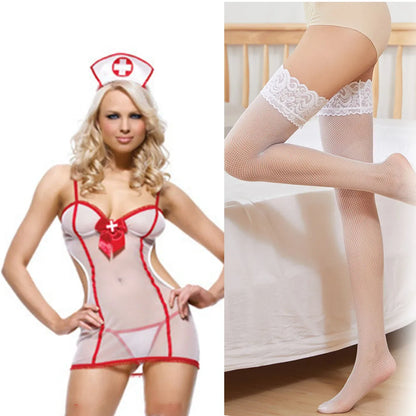 Sexy Cosplay Nurse Dress Suit set Lingerie Maid Apparel high Knee Stockings Women Underwear Intimates Exotic toys for Love games