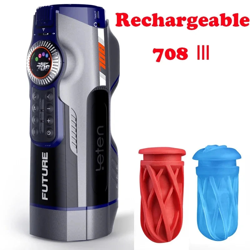 Leten 708-III Automatic Telescopic Male Masturbator Vagina Real Pussy Smart Heating Sucking Blowjob Moaning Oral Sex Toy For Men