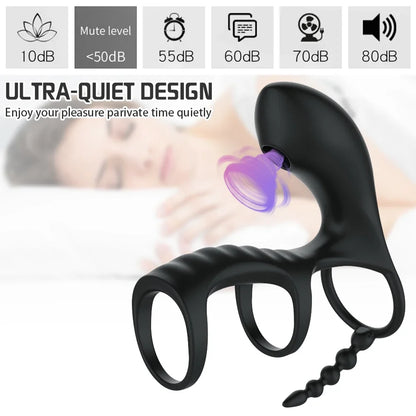 3 in 1 couple sucking vibrator with dual motor Cockring wireless cock ring adult sexy toys for men delay ejection penis