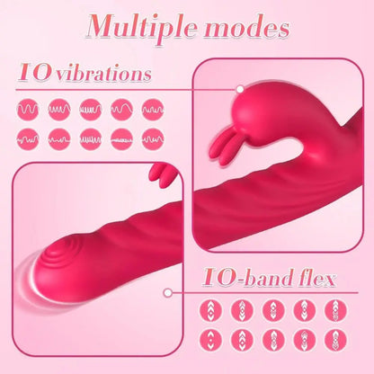 Stoßvibratoren für Frauen, G-Punkt-Vibrator-Massagegerät für die Klitoris von Frauen mit 10 Vibrations- und 10 Teleskop-Stimulationsmodi, 3-in-1-Sexspielzeug 