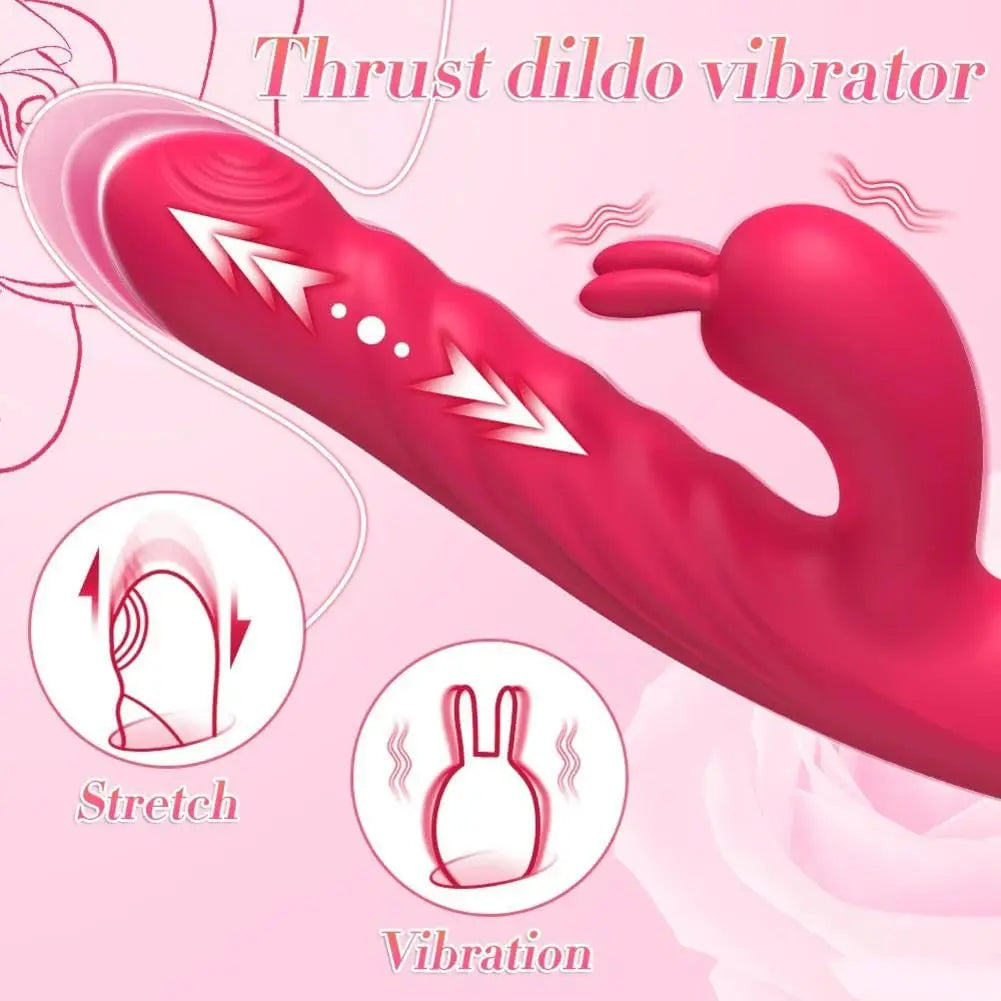 Stoßvibratoren für Frauen, G-Punkt-Vibrator-Massagegerät für die Klitoris von Frauen mit 10 Vibrations- und 10 Teleskop-Stimulationsmodi, 3-in-1-Sexspielzeug 