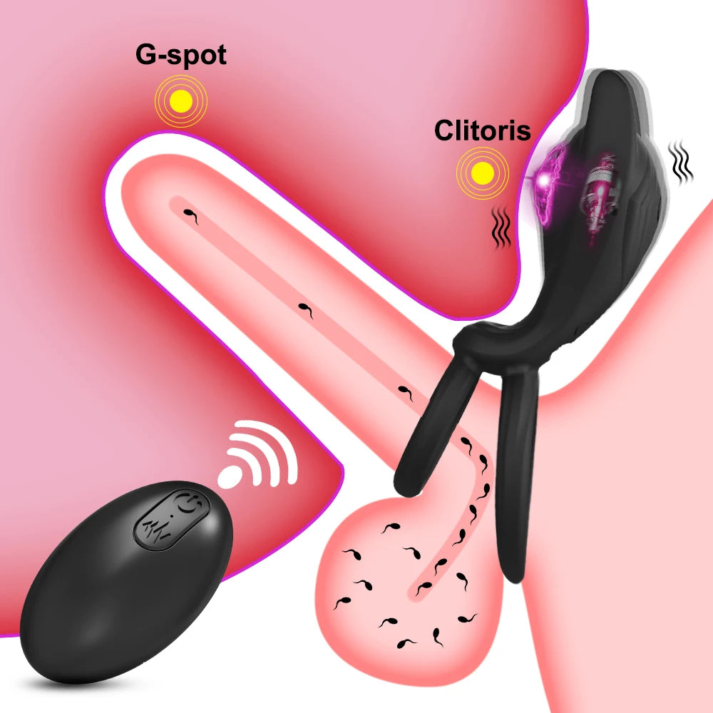 Vibrierender Penisring, Verzögerung der Ejakulation, Fernbedienung, Penisring, Sexspielzeug für Männer, Paare, Dual-Penisring für Erwachsene, Cockring