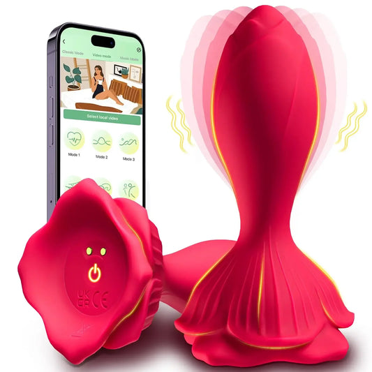 Vibrating Rose Butt Plug APP Remote Control Anal Vibrator 9 Modes Waterproof Silicone Anal Plug Adult Sex Toys For Man Women Gay