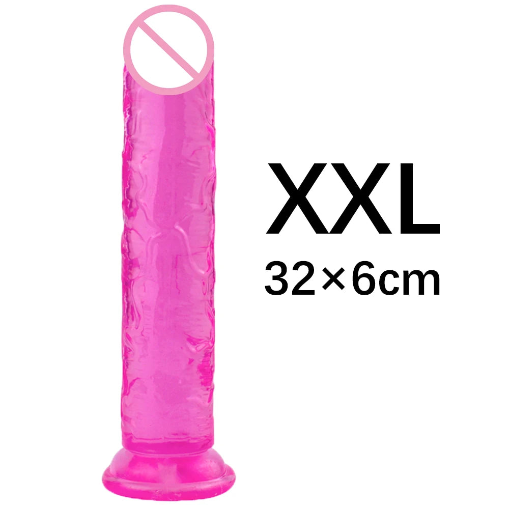 XS/S/M/L/XL/XXL Durchscheinender, weicher Jelly-Großdildo, realistischer, gefälschter Penis, Analplug, Sexspielzeug für Frauen und Männer, Vagina, Analmassage