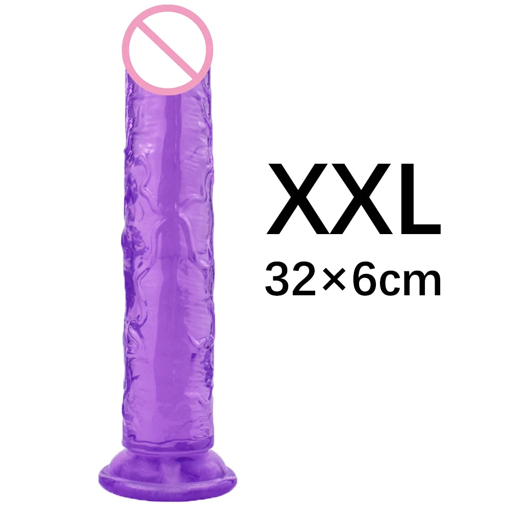 XS/S/M/L/XL/XXL Durchscheinender, weicher Jelly-Großdildo, realistischer, gefälschter Penis, Analplug, Sexspielzeug für Frauen und Männer, Vagina, Analmassage